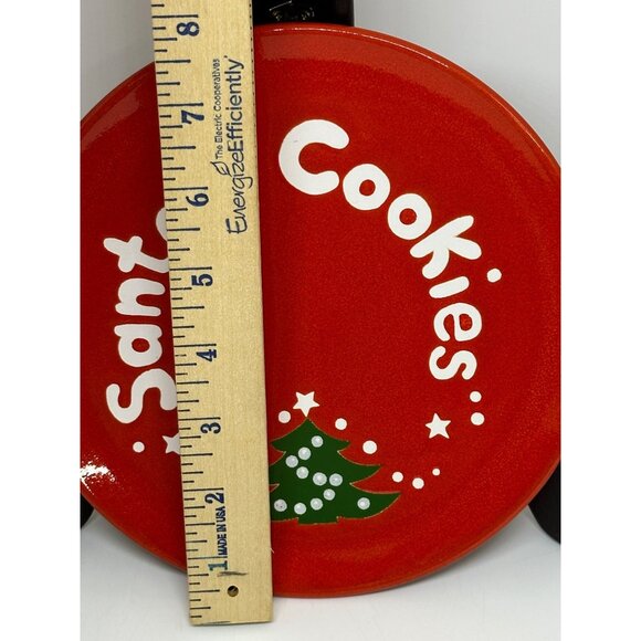 VTG 70s Waechtersbach Red Christmas Tree Cookie Plate 8" Santa’s Cookies Germany - Picture 4 of 7